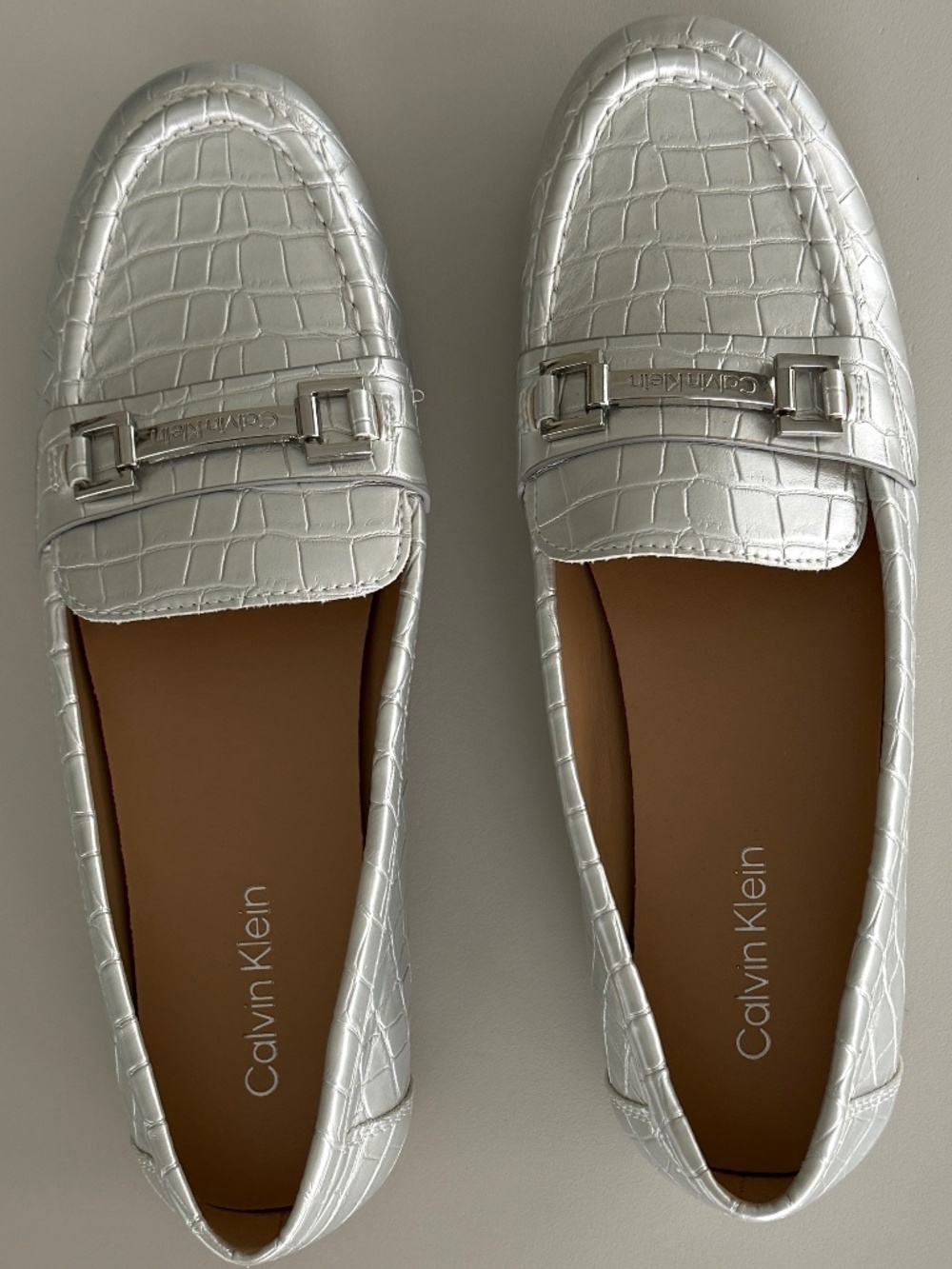 Calvin Klein silver loafers - NWT